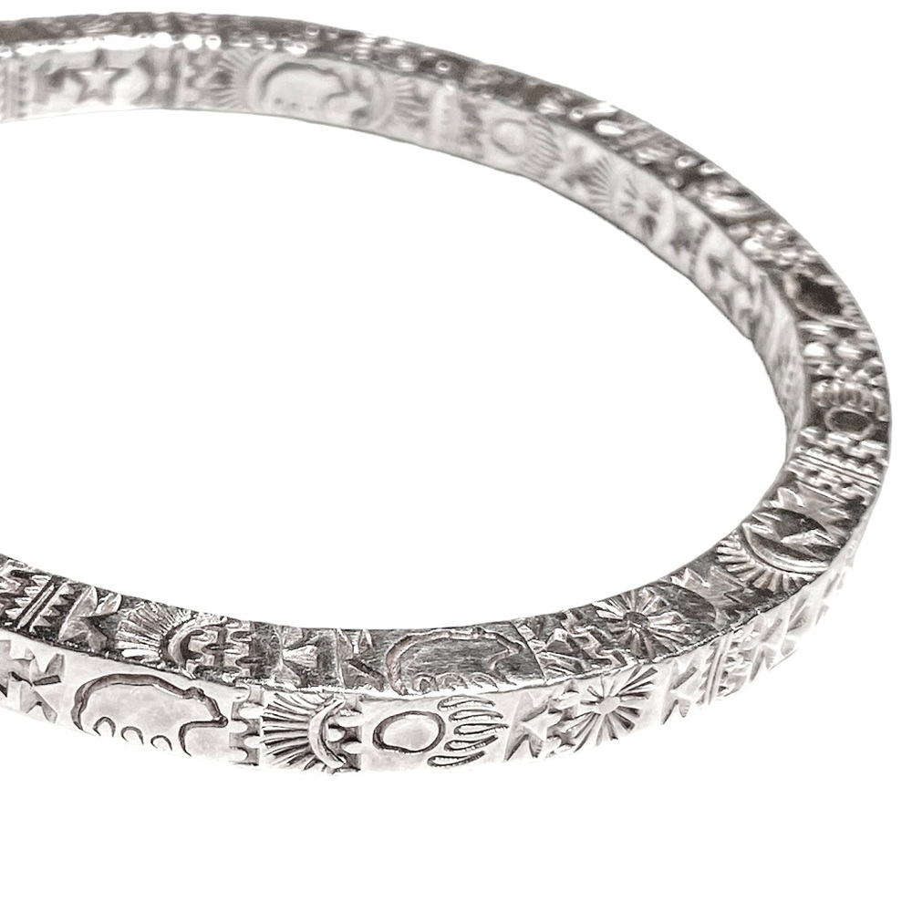 Lujan Sterling Southwest, Native American, Navajo 4-Sided Hand-stamped Bracelet